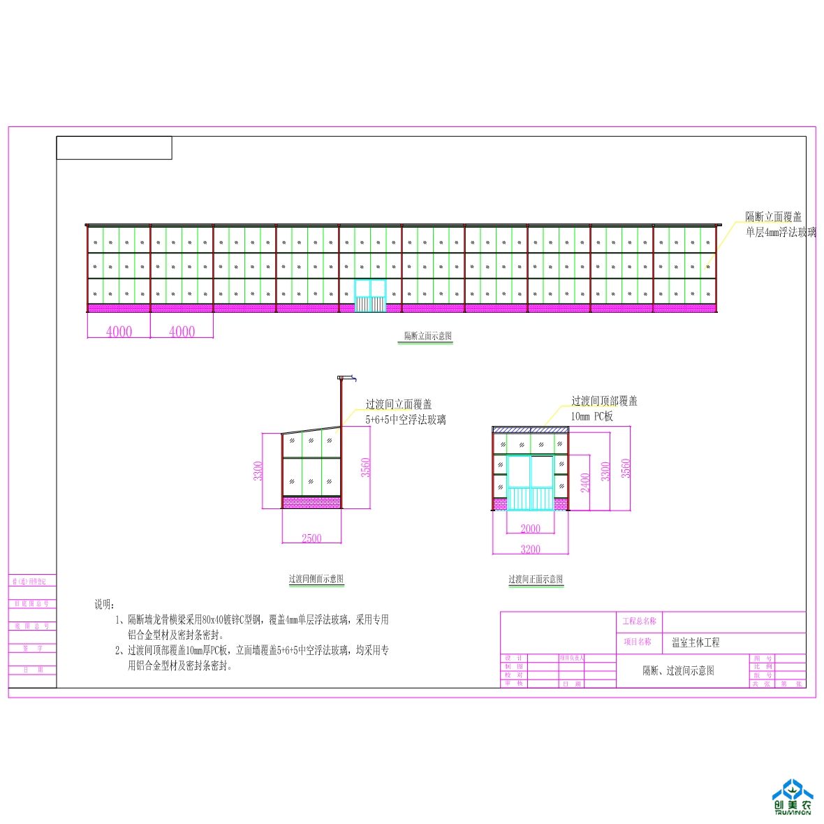 隔断、过渡间示意图